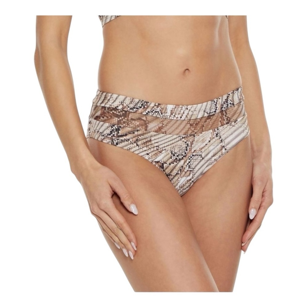 Jets Australia Awakening mesh-trimmed snake-print mid-rise bikini briefs NWT